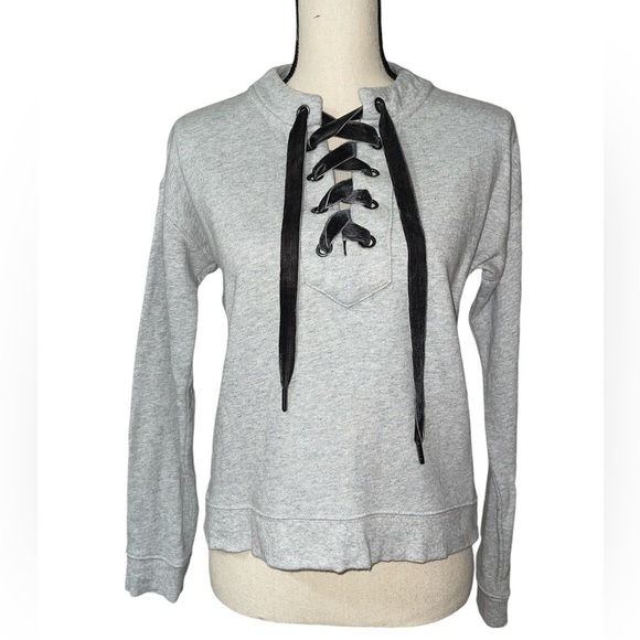 Rails Ryan Velvet Tie Pullover Sweatshirt in Gray Sz. XS 2 - Picture 6 of 12